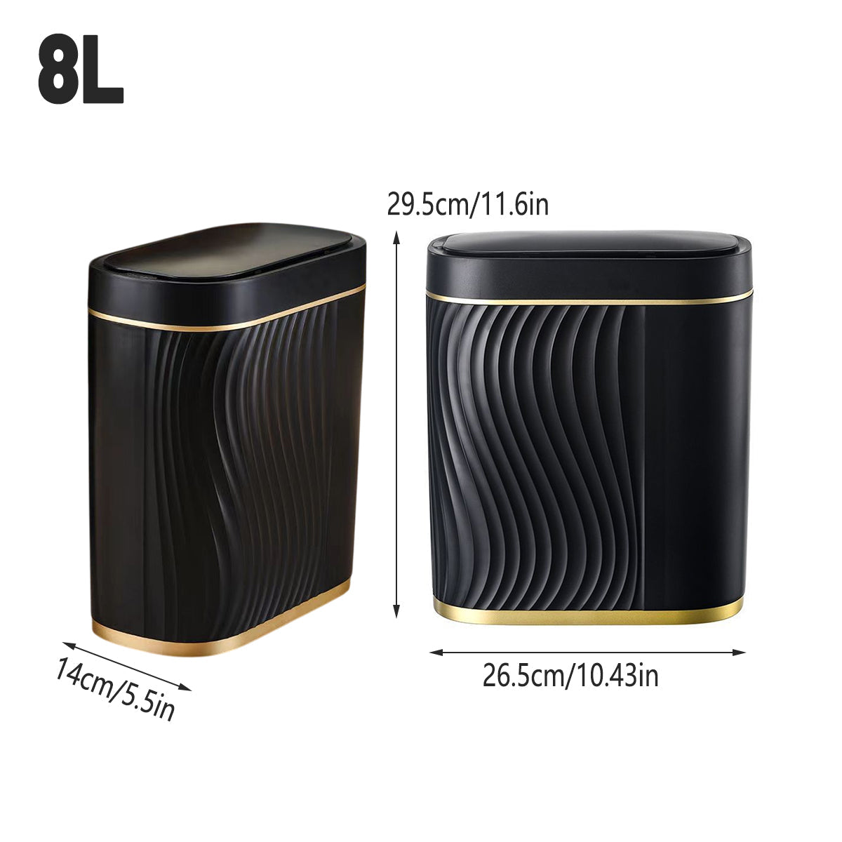 Sensor Trash Can 8L Narrow Black Smart Bin Touchless Bathroom Toilet Waste Bin V528-DUSTBIN-BLACK-741190