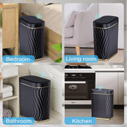 Sensor Trash Can 8L Narrow Black Smart Bin Touchless Bathroom Toilet Waste Bin V528-DUSTBIN-BLACK-741190