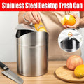 Stainless Steel Mini Desktop Wastebasket Organizer Compact Waste Bin for Office V528-DUSTBIN-SILVER-254124