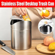 Stainless Steel Mini Desktop Wastebasket Organizer Compact Waste Bin for Office V528-DUSTBIN-SILVER-254124
