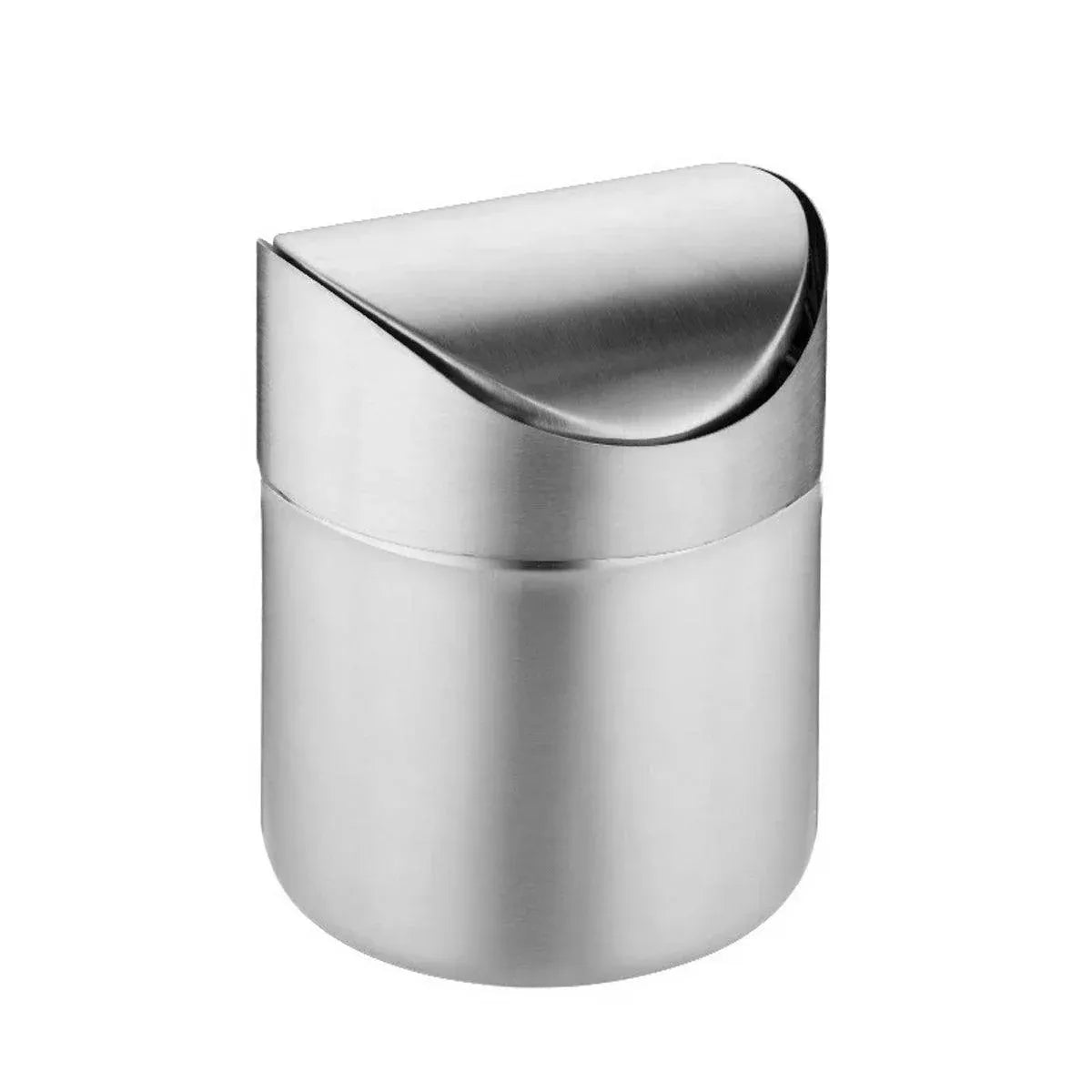 Stainless Steel Mini Desktop Wastebasket Organizer Compact Waste Bin for Office V528-DUSTBIN-SILVER-254124