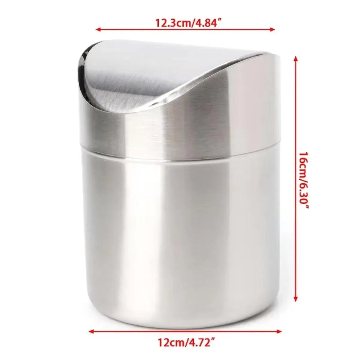 Stainless Steel Mini Desktop Wastebasket Organizer Compact Waste Bin for Office V528-DUSTBIN-SILVER-254124