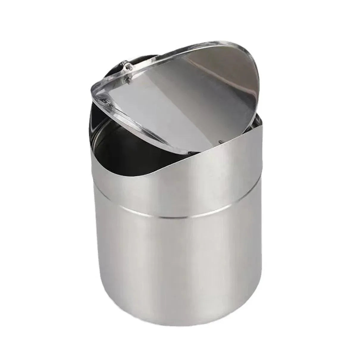 Stainless Steel Mini Desktop Wastebasket Organizer Compact Waste Bin for Office V528-DUSTBIN-SILVER-254124