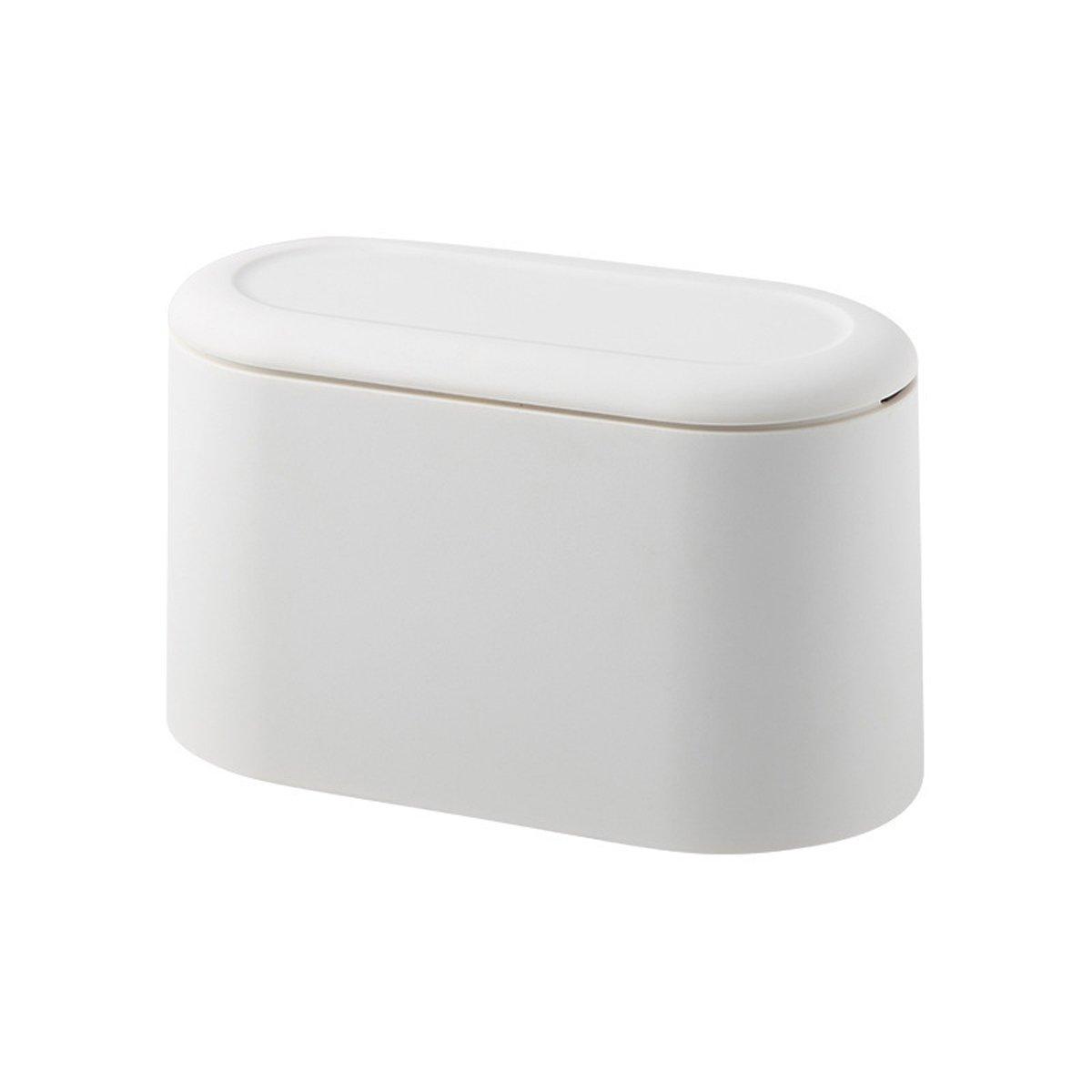 Desktop Wastebasket Organizer Small Trash Bin Compact Wastebasket for Office Use V528-DUSTBIN-WHITE-202100