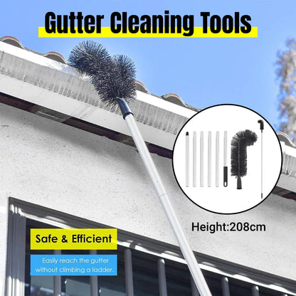 Gutter Cleaning Brush Roofing Tool with Pole 208cm for Long Splicing Gutter V528-DUSTER-6-BLACK-530447