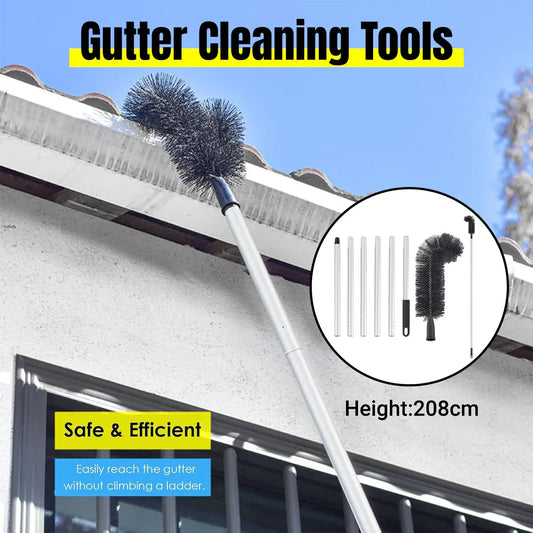 Gutter Cleaning Brush Roofing Tool with Pole 208cm for Long Splicing Gutter V528-DUSTER-6-BLACK-530447