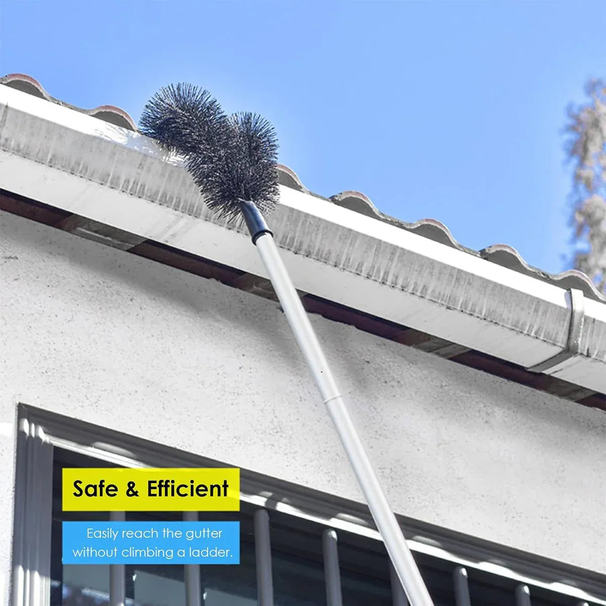 Gutter Cleaning Brush Roofing Tool with Pole 208cm for Long Splicing Gutter V528-DUSTER-6-BLACK-530447