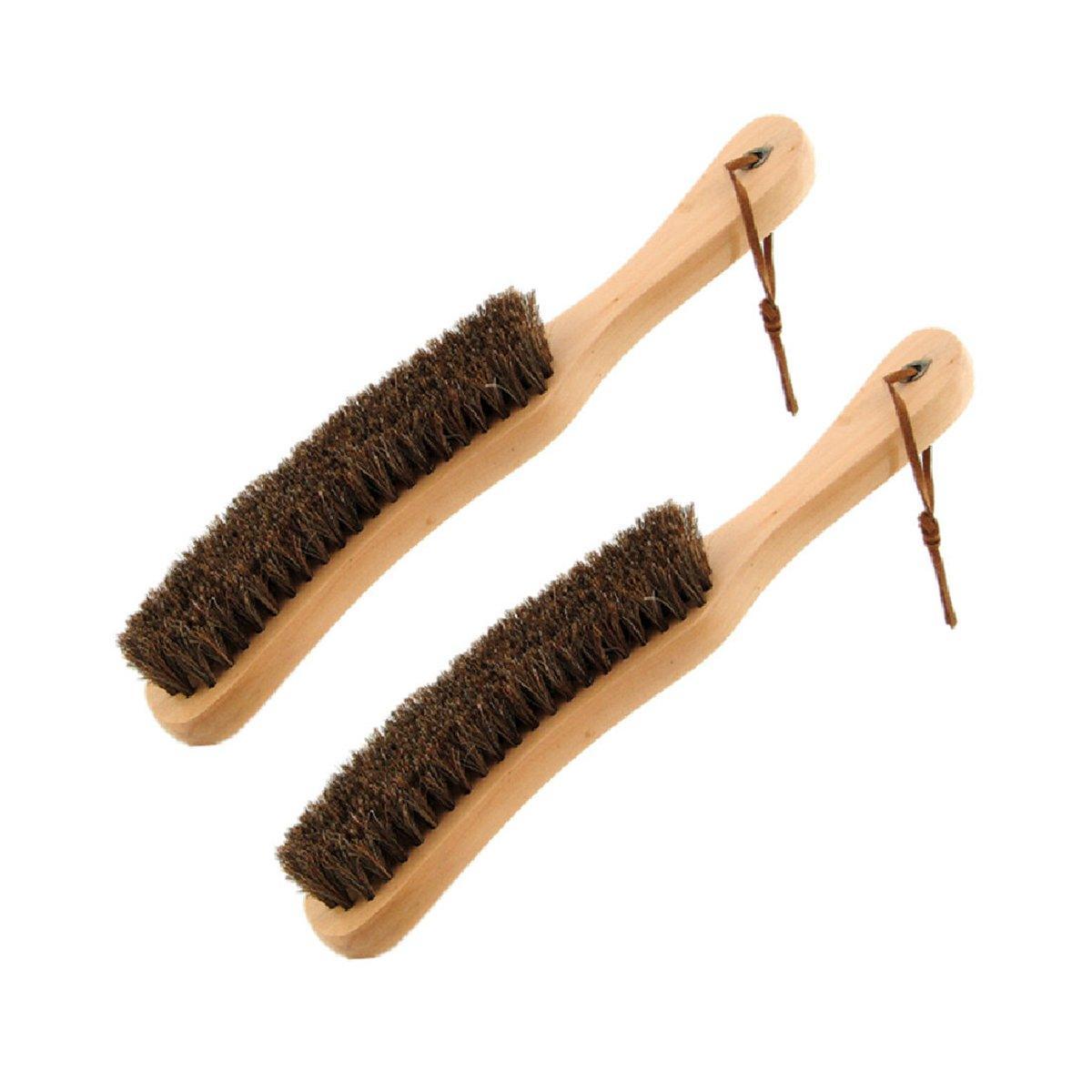 2PCS Wooden Handle Horsehair Clothes Brush Dust Remover Household Cleaning Brush V528-DUSTING-BRUSH-2PCS-690803