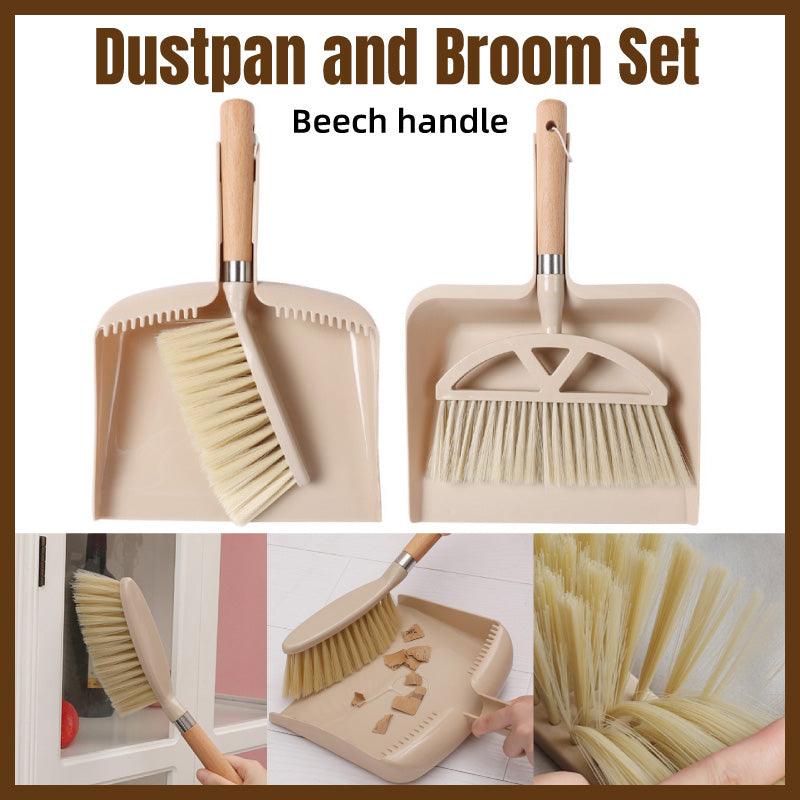 Wooden Handle Mini Brush and Dustpan Set for Desktop Cleanup Small Sweeper Set - B39 V528-DUSTPAN-B39-493010