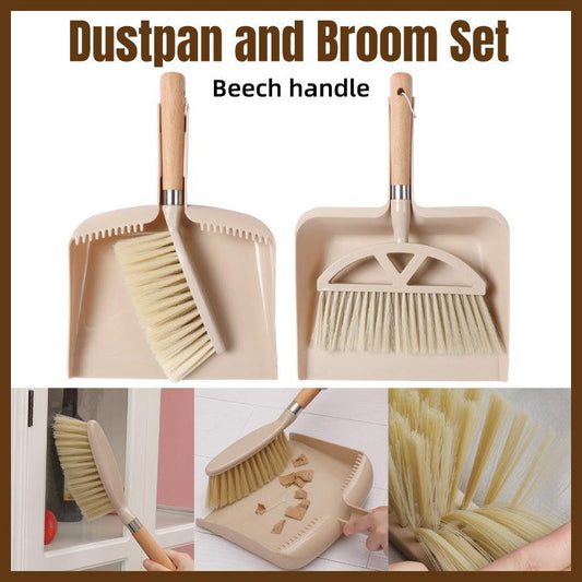 Wooden Handle Mini Brush and Dustpan Set for Desktop Cleanup Small Sweeper Set - B39 V528-DUSTPAN-B39-493010