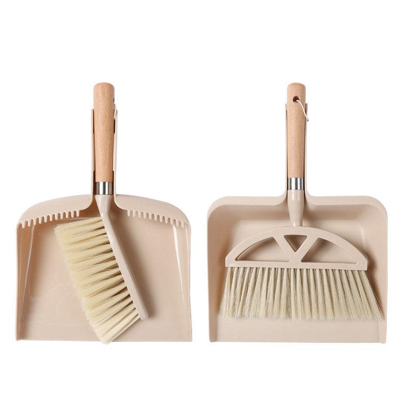 Wooden Handle Mini Brush and Dustpan Set for Desktop Cleanup Small Sweeper Set - B39 V528-DUSTPAN-B39-493010
