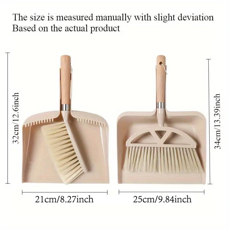 Wooden Handle Mini Brush and Dustpan Set for Desktop Cleanup Small Sweeper Set - B39 V528-DUSTPAN-B39-493010