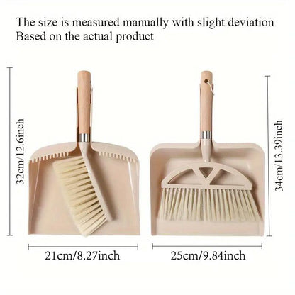 Wooden Handle Mini Brush and Dustpan Set for Desktop Cleanup Small Sweeper Set - B39 V528-DUSTPAN-B39-493010