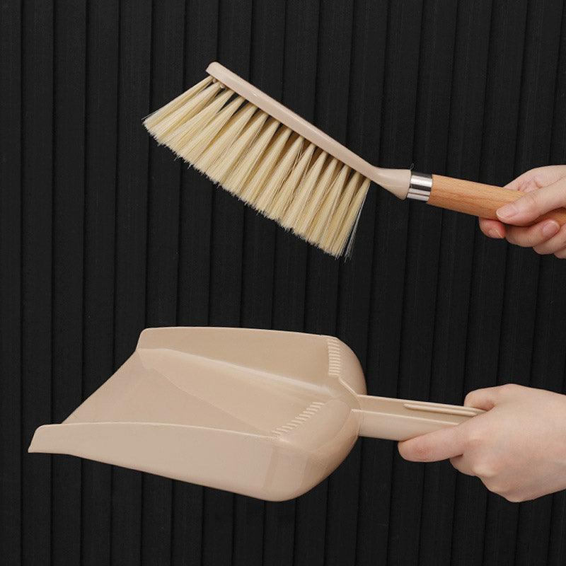 Wooden Handle Mini Brush and Dustpan Set for Desktop Cleanup Small Sweeper Set - B39 V528-DUSTPAN-B39-493010