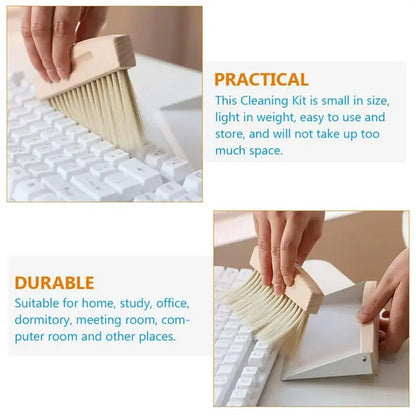 Mini White Brush Broom with Dustpan Car Desk Table Keyboard Cleaning Portable V528-DUSTPAN-WHITE-615733