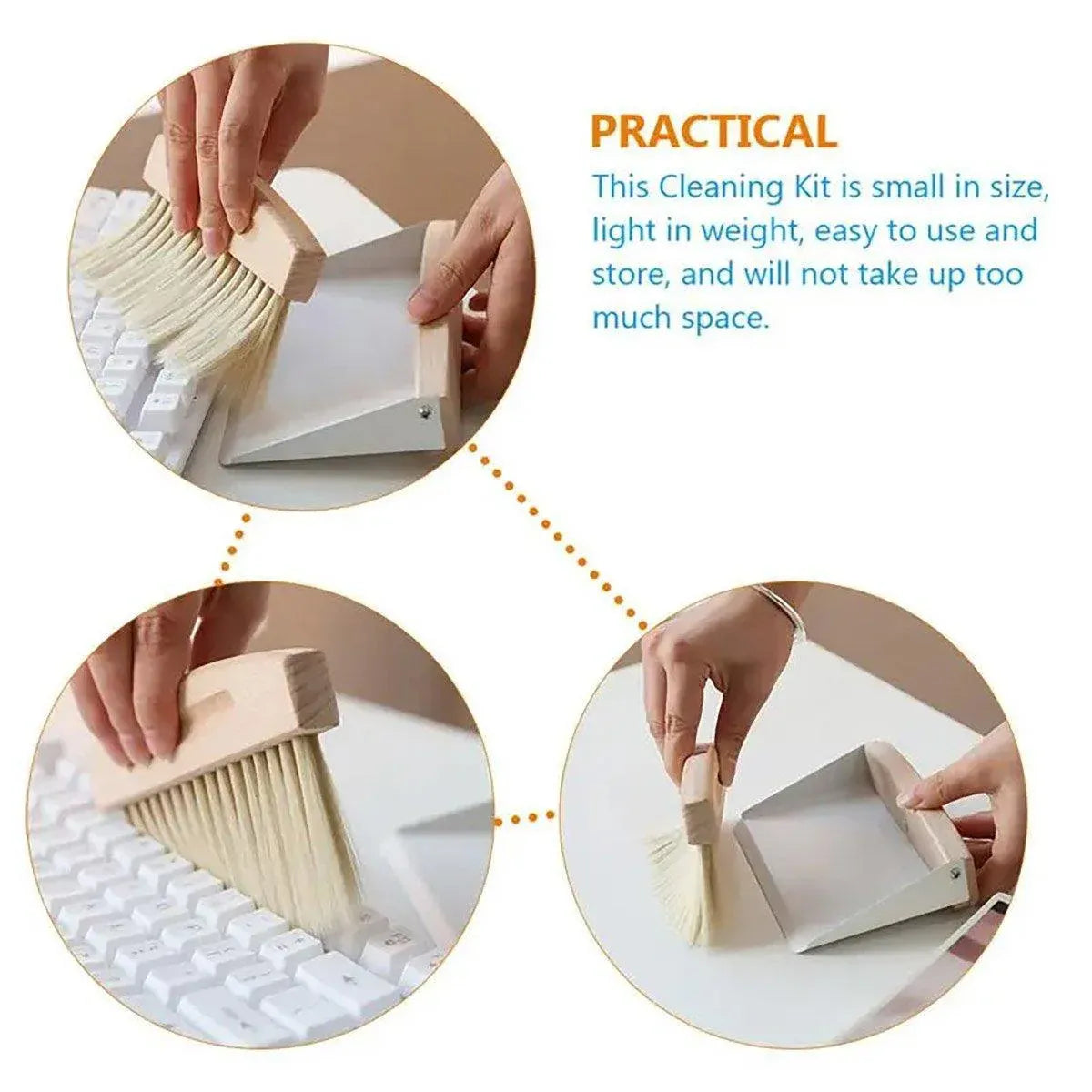 Mini White Brush Broom with Dustpan Car Desk Table Keyboard Cleaning Portable V528-DUSTPAN-WHITE-615733
