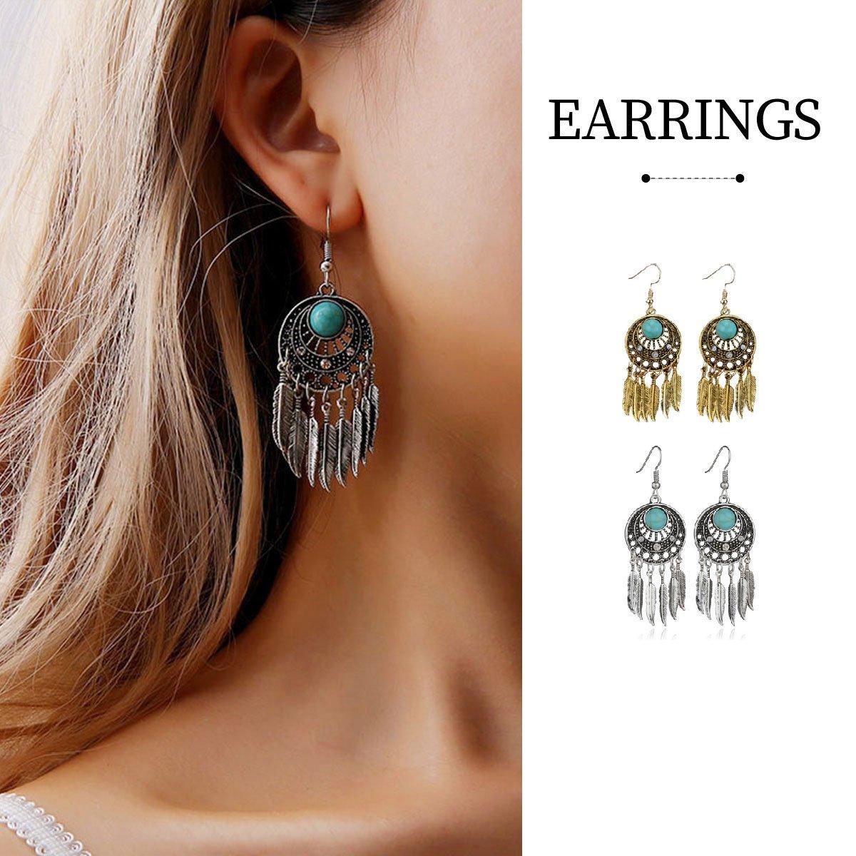 Bohemian Dreamcatcher Tassel Earrings Handmade Fashion Jewellery for Women Gifts - Silver V528-E1010-2-SILVER-EARRINGS-673305