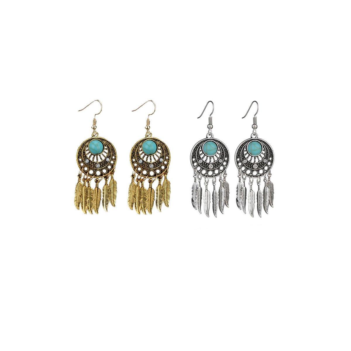 Bohemian Dreamcatcher Tassel Earrings Handmade Fashion Jewellery for Women Gifts - Silver V528-E1010-2-SILVER-EARRINGS-673305