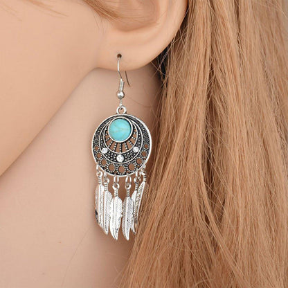 Bohemian Dreamcatcher Tassel Earrings Handmade Fashion Jewellery for Women Gifts - Silver V528-E1010-2-SILVER-EARRINGS-673305