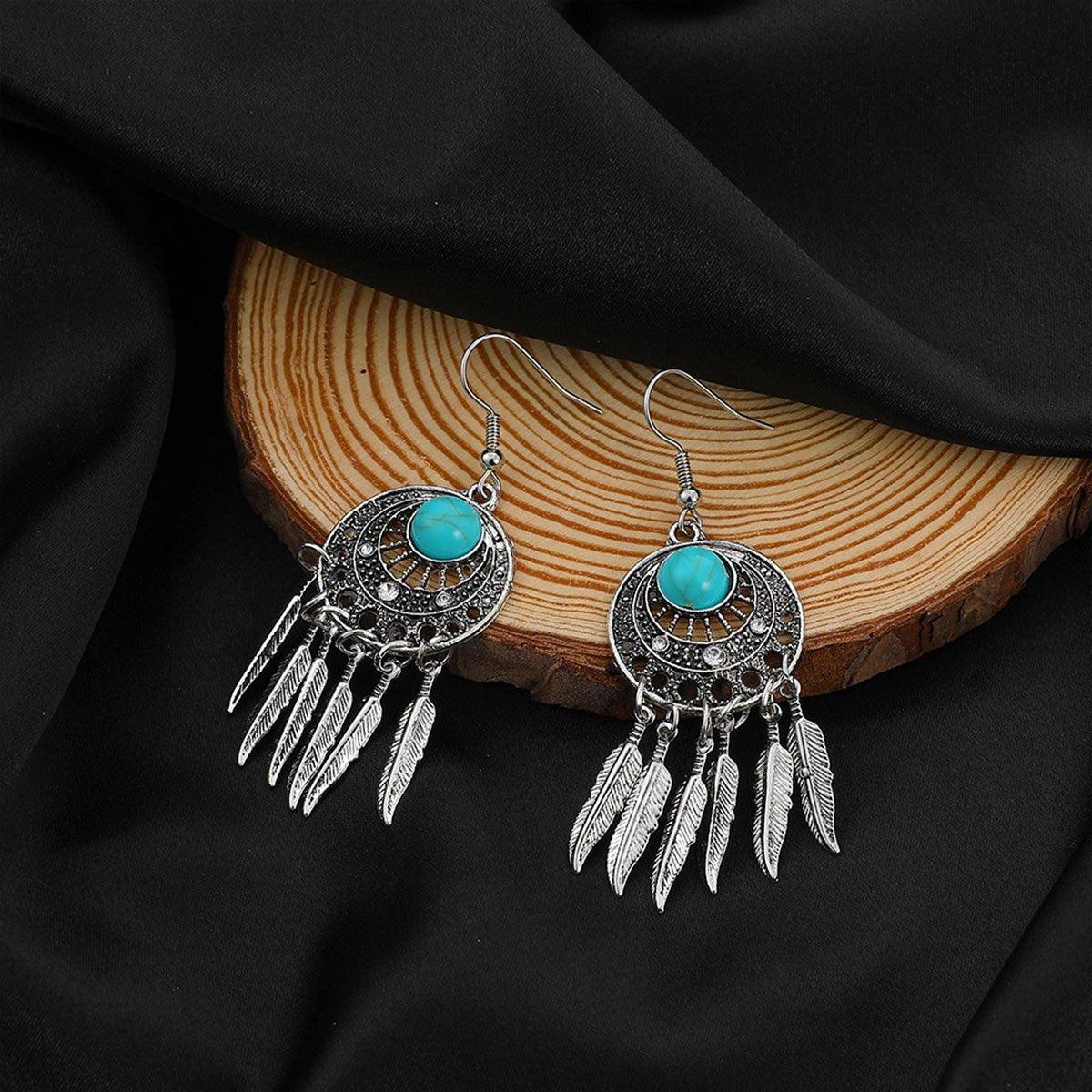Bohemian Dreamcatcher Tassel Earrings Handmade Fashion Jewellery for Women Gifts - Silver V528-E1010-2-SILVER-EARRINGS-673305