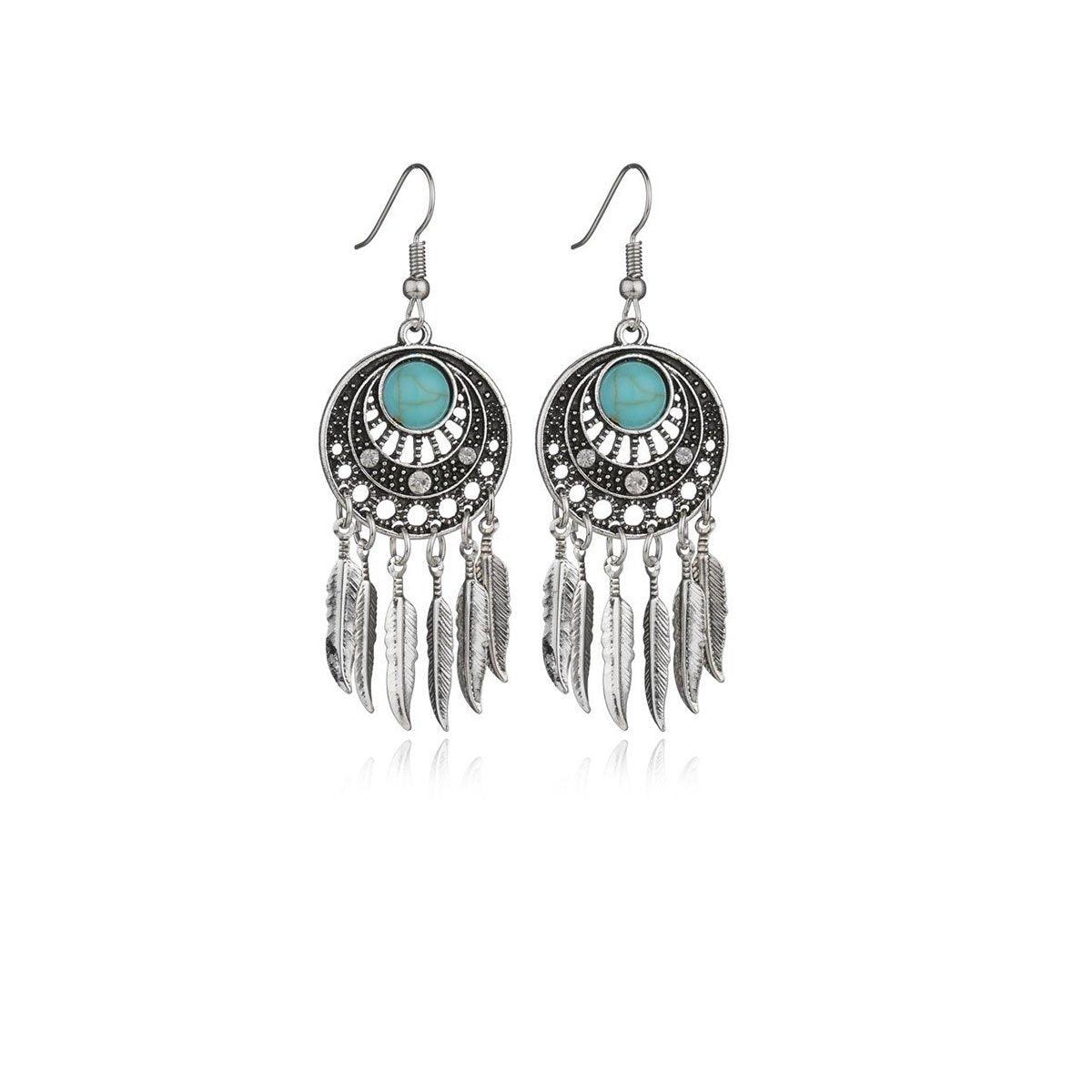 Bohemian Dreamcatcher Tassel Earrings Handmade Fashion Jewellery for Women Gifts - Silver V528-E1010-2-SILVER-EARRINGS-673305