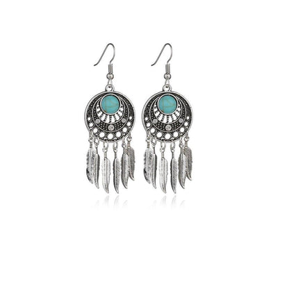 Bohemian Dreamcatcher Tassel Earrings Handmade Fashion Jewellery for Women Gifts - Silver V528-E1010-2-SILVER-EARRINGS-673305