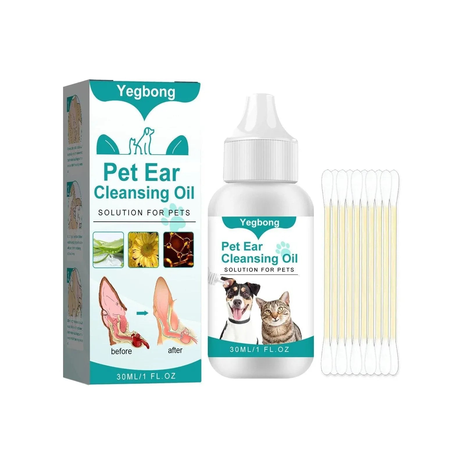 Pet Ear Cleaning Oil for Cats Dogs Deodorize Clean Ears Universal Ear Care Oil V528-EAR-CREAM-762188