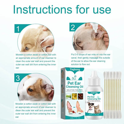 Pet Ear Cleaning Oil for Cats Dogs Deodorize Clean Ears Universal Ear Care Oil V528-EAR-CREAM-762188