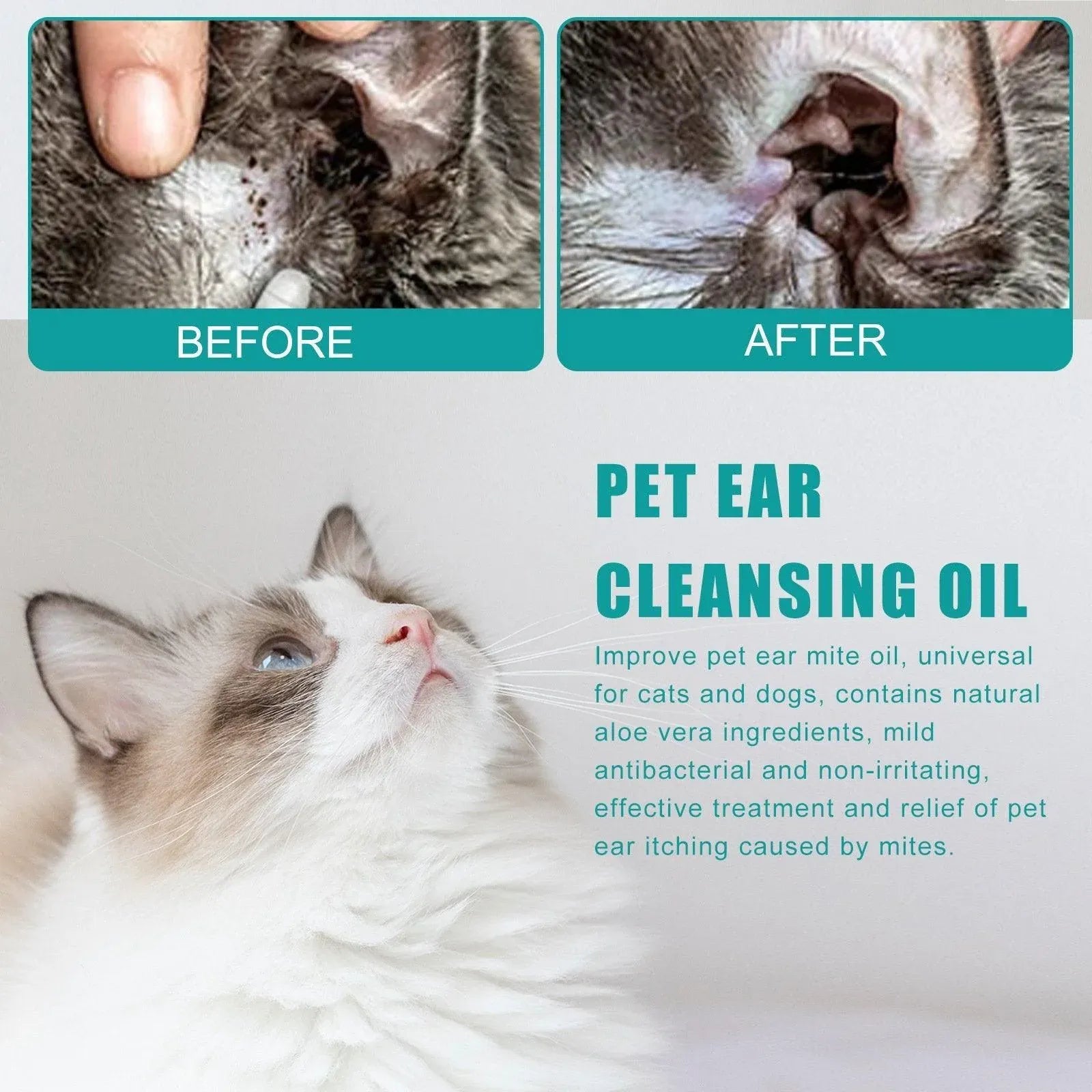 Pet Ear Cleaning Oil for Cats Dogs Deodorize Clean Ears Universal Ear Care Oil V528-EAR-CREAM-762188