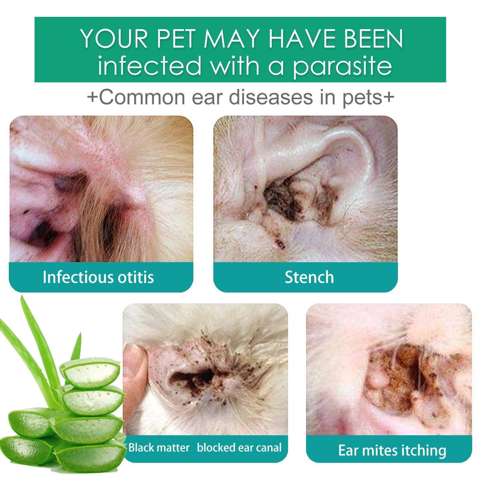 Pet Ear Drops for Cats Dogs Clean Mites Deodorize Itchy Ears Universal Solution V528-EAR-DROPS-281151