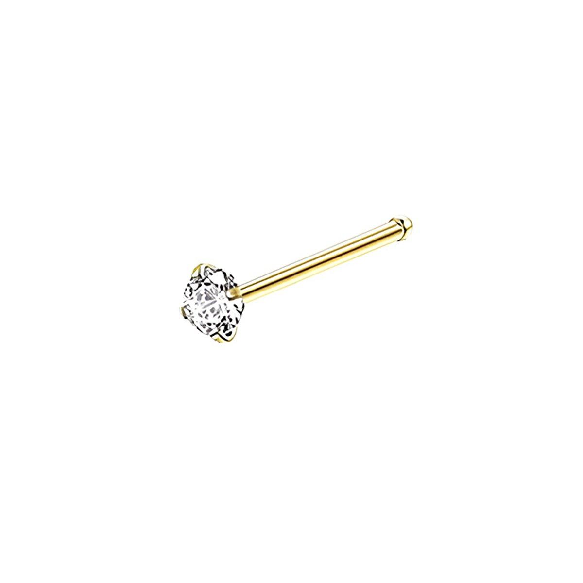 Stainless Steel Nosepiece with Gold Nose Stud Stylish Piercing Jewellery Women - L-Shaped Rod-2mm V528-EAR-STUD-L-20-133230