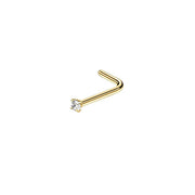 Stainless Steel Nosepiece with Gold Nose Stud Stylish Piercing Jewellery Women - L-Shaped Rod-2mm V528-EAR-STUD-L-20-133230