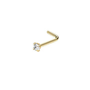 Stainless Steel Nosepiece with Gold Nose Stud Stylish Piercing Jewellery Women - L-Shaped Rod-2mm V528-EAR-STUD-L-20-133230