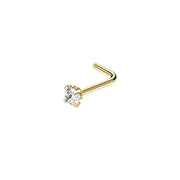Stainless Steel Nosepiece with Gold Nose Stud Stylish Piercing Jewellery Women - S-Shaped Rod-2.5mm V528-EAR-STUD-S-25-542135