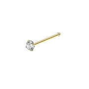 Stainless Steel Nosepiece with Gold Nose Stud Stylish Piercing Jewellery Women - S-Shaped Rod-3mm V528-EAR-STUD-S-30-839256