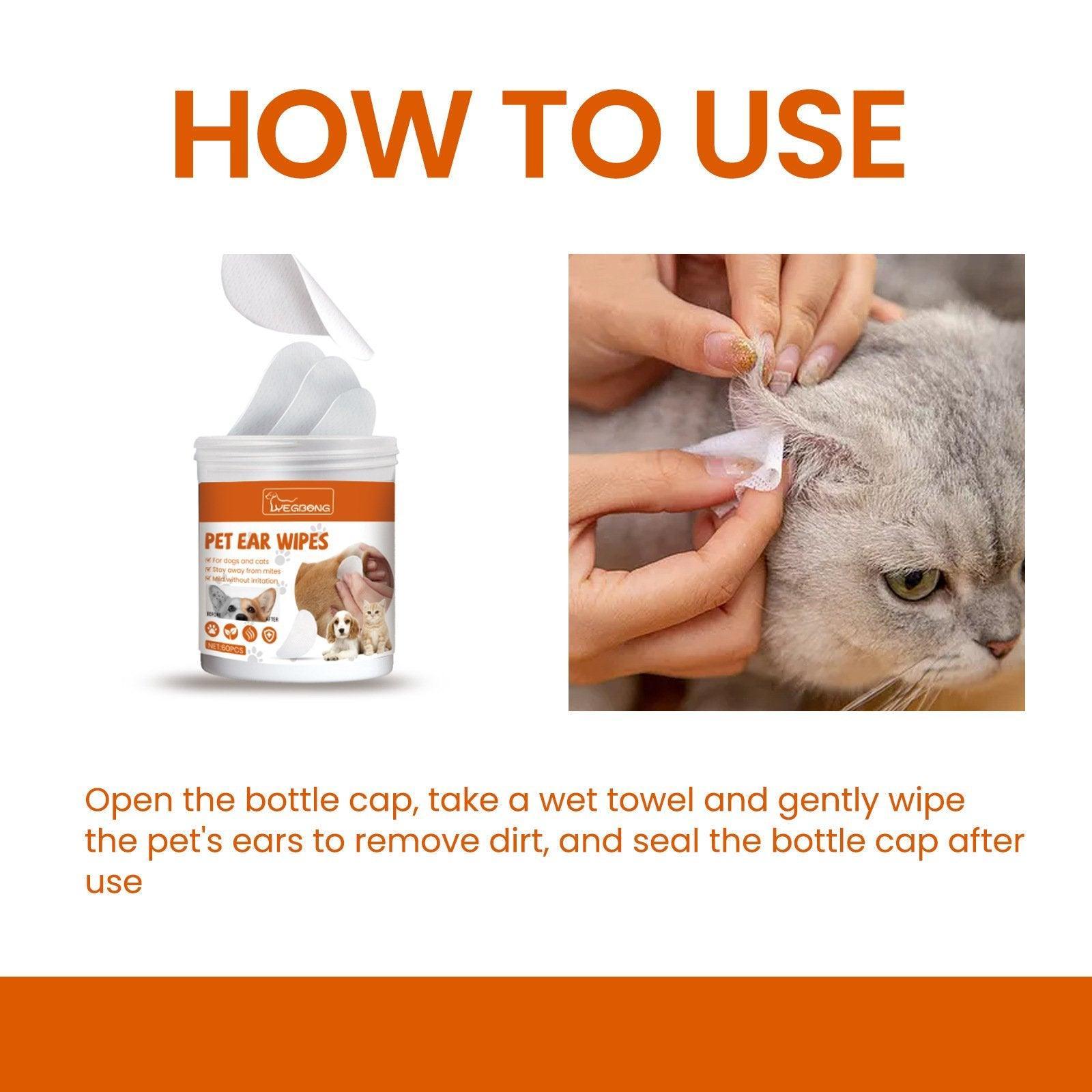 Pet Ear Wipes Gentle Cleaning Deodorizing Mite Removal Ear Wax Care Products V528-EAR-WIPES-198016