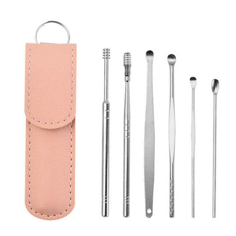 6Pcs Stainless Steel Ear Pick Curette Wax Cleaner Earpick Remover Earwax Removal - Blue V528-EARCLEANINGTOOLS-6-BLUE-678945