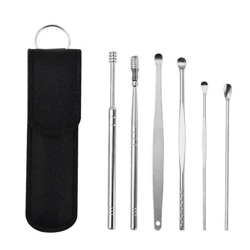 6Pcs Stainless Steel Ear Pick Curette Wax Cleaner Earpick Remover Earwax Removal - Yellow V528-EARCLEANINGTOOLS-6-YELLOW-6462945