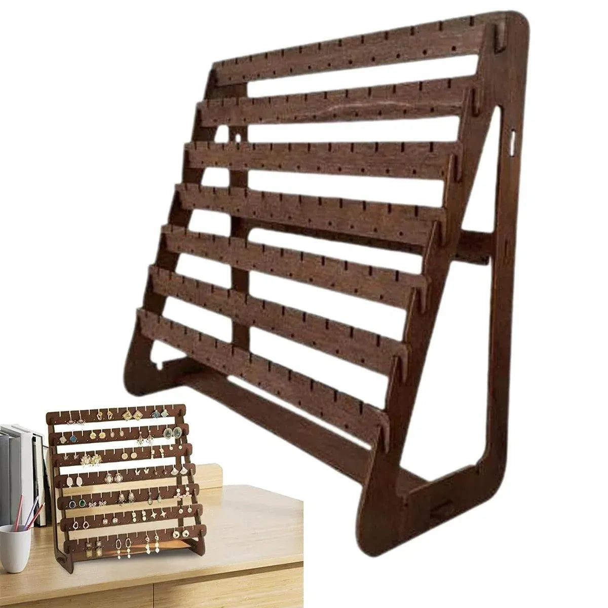 Vintage Wooden Earring Holder Jewelry Display Stand Organizer for Earrings V528-EARRING-STAND-872769