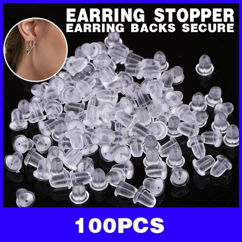 100PCS Clear Silicone Earring Backs Soft Hypoallergenic Stoppers 5mm V528-EARRINGBACK-100PCS-963058