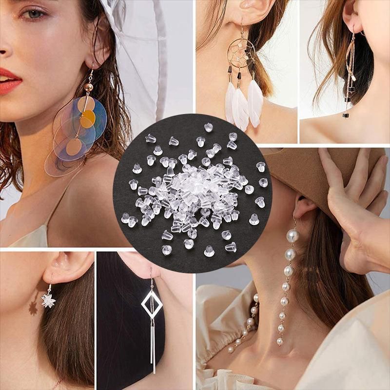 100PCS Clear Silicone Earring Backs Soft Hypoallergenic Stoppers 5mm V528-EARRINGBACK-100PCS-963058