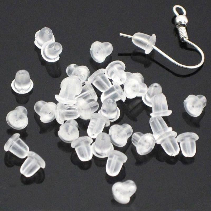 100PCS Clear Silicone Earring Backs Soft Hypoallergenic Stoppers 5mm V528-EARRINGBACK-100PCS-963058