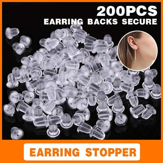 200 Rubber Earnuts Earring Nuts Findings Earring Backs Clear Plastic Dewsupplies V528-EARRINGBACK-200PCS-746327