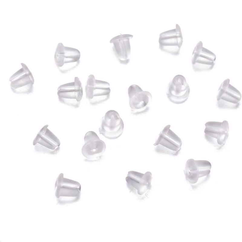 200 Rubber Earnuts Earring Nuts Findings Earring Backs Clear Plastic Dewsupplies V528-EARRINGBACK-200PCS-746327