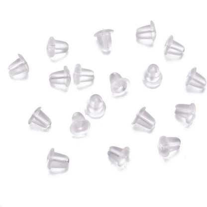 200 Rubber Earnuts Earring Nuts Findings Earring Backs Clear Plastic Dewsupplies V528-EARRINGBACK-200PCS-746327