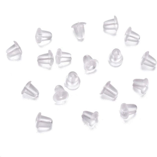 200 Rubber Earnuts Earring Nuts Findings Earring Backs Clear Plastic Dewsupplies V528-EARRINGBACK-200PCS-746327