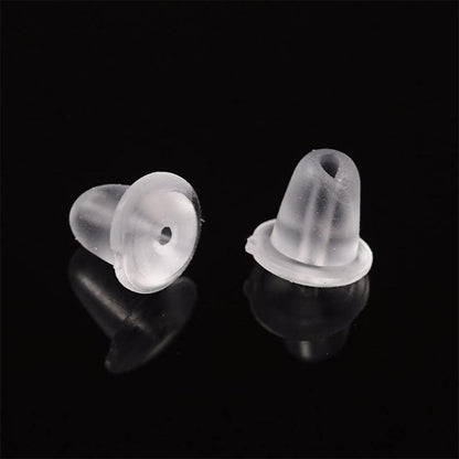 200 Rubber Earnuts Earring Nuts Findings Earring Backs Clear Plastic Dewsupplies V528-EARRINGBACK-200PCS-746327