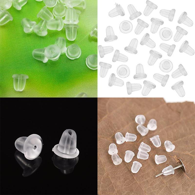 200 Rubber Earnuts Earring Nuts Findings Earring Backs Clear Plastic Dewsupplies V528-EARRINGBACK-200PCS-746327
