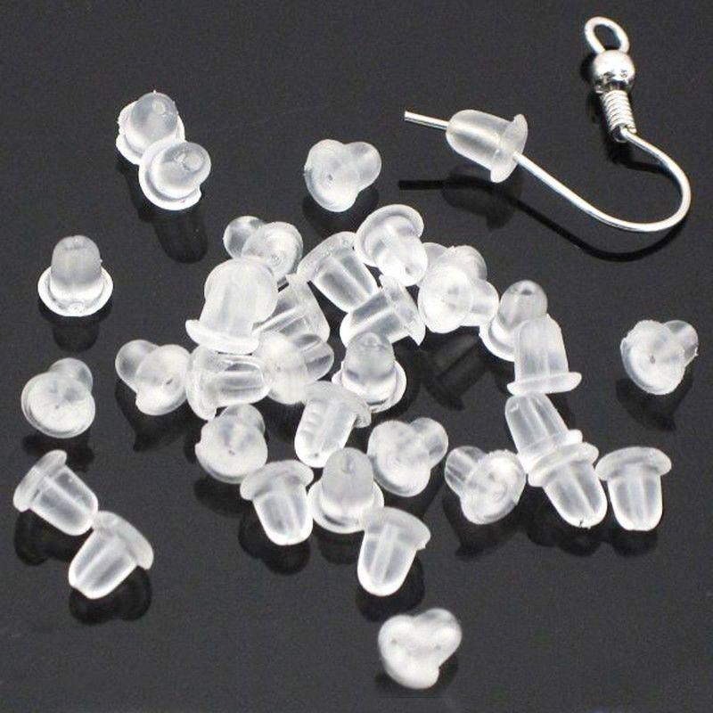 200 Rubber Earnuts Earring Nuts Findings Earring Backs Clear Plastic Dewsupplies V528-EARRINGBACK-200PCS-746327