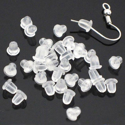 200 Rubber Earnuts Earring Nuts Findings Earring Backs Clear Plastic Dewsupplies V528-EARRINGBACK-200PCS-746327